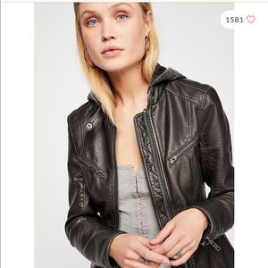 “Free People” Monroe Hooded Vegan Leather Jacket